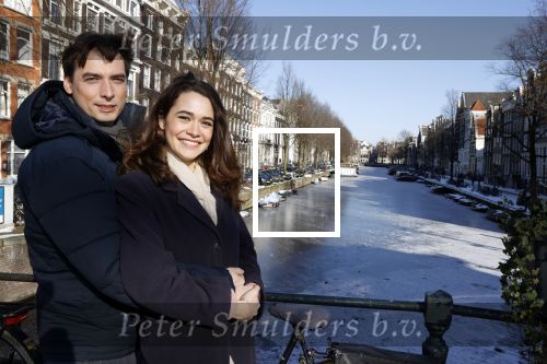 Amsterdam 12 februari 2021
Thierry Baudet en zijn verloofde Davide Heijmans bij de bevroren grachten in Amsterdam.