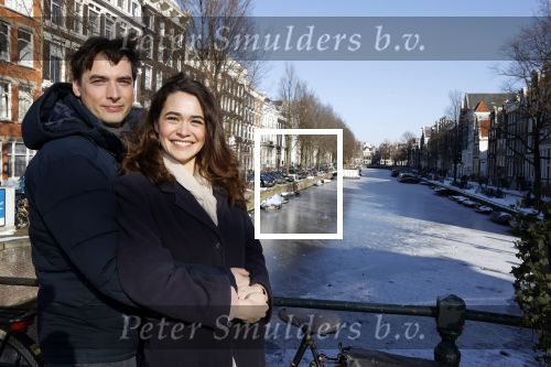Amsterdam 12 februari 2021
Thierry Baudet en zijn verloofde Davide Heijmans bij de bevroren grachten in Amsterdam.