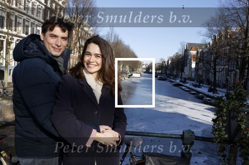 Amsterdam 12 februari 2021
Thierry Baudet en zijn verloofde Davide Heijmans bij de bevroren grachten in Amsterdam.