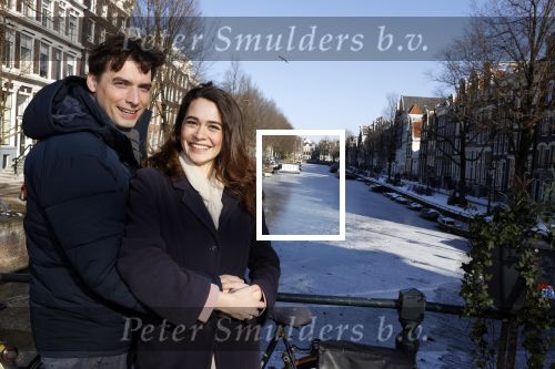Amsterdam 12 februari 2021
Thierry Baudet en zijn verloofde Davide Heijmans bij de bevroren grachten in Amsterdam.