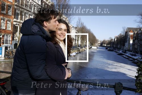 Amsterdam 12 februari 2021
Thierry Baudet en zijn verloofde Davide Heijmans bij de bevroren grachten in Amsterdam.