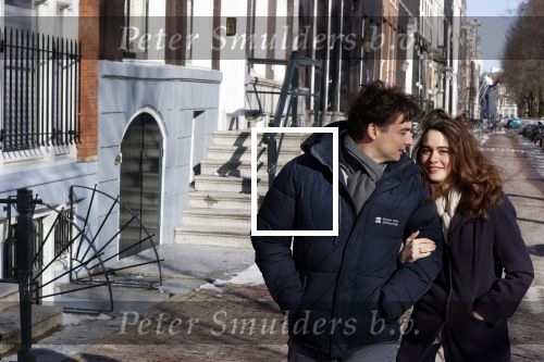 Amsterdam 12 februari 2021
Thierry Baudet en zijn verloofde Davide Heijmans bij de bevroren grachten in Amsterdam.