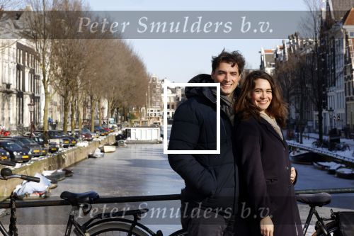 Amsterdam 12 februari 2021
Thierry Baudet en zijn verloofde Davide Heijmans bij de bevroren grachten in Amsterdam.