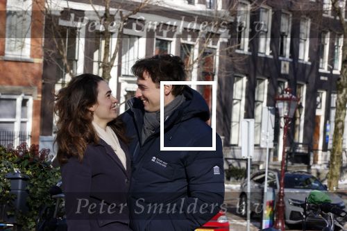Amsterdam 12 februari 2021
Thierry Baudet en zijn verloofde Davide Heijmans bij de bevroren grachten in Amsterdam.