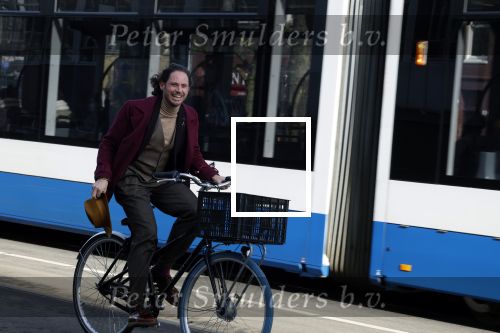 Amsterdam 15 februari 2022
Edwin Oudshoorn met hoed op de fiets in Amsterdam