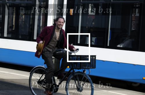 Amsterdam 15 februari 2022
Edwin Oudshoorn met hoed op de fiets in Amsterdam