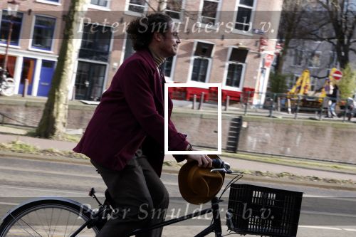 Amsterdam 15 februari 2022
Edwin Oudshoorn met hoed op de fiets in Amsterdam
