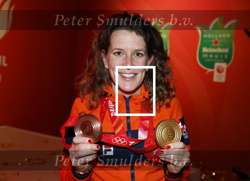 Schiphol 21 februari 2022
De olympische sporters en medaille winnaars komen terug uit Peking en worden gehuldigd in het Hilton Hotel. Ireen Wust