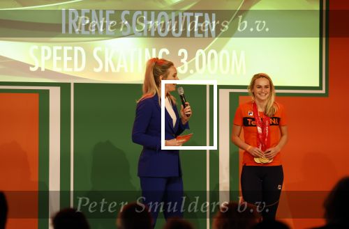 Schiphol 21 februari 2022
De olympische sporters en medaille winnaars komen terug uit Peking en worden gehuldigd in het Hilton Hotel. Irene Schouten