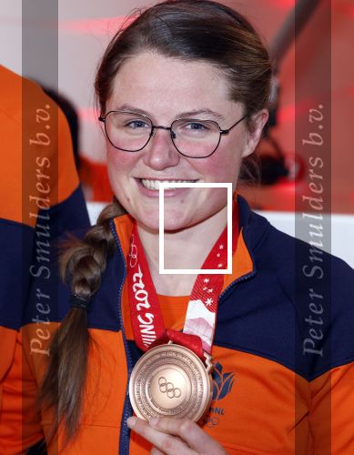 Schiphol 21 februari 2022
De olympische sporters en medaille winnaars komen terug uit Peking en worden gehuldigd in het Hilton Hotel. Kimberley Bos