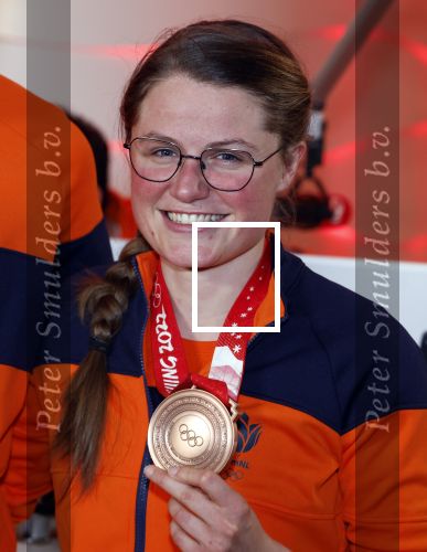 Schiphol 21 februari 2022
De olympische sporters en medaille winnaars komen terug uit Peking en worden gehuldigd in het Hilton Hotel. Kimberley Bos