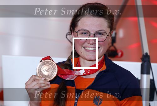 Schiphol 21 februari 2022
De olympische sporters en medaille winnaars komen terug uit Peking en worden gehuldigd in het Hilton Hotel. Kimberley Bos