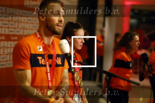 Schiphol 21 februari 2022
De olympische sporters en medaille winnaars komen terug uit Peking en worden gehuldigd in het Hilton Hotel. Kjeld Nuis
