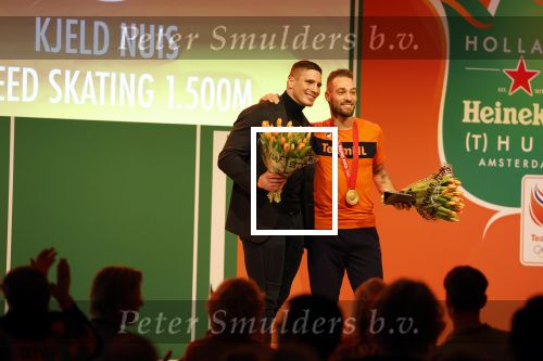 Schiphol 21 februari 2022
De olympische sporters en medaille winnaars komen terug uit Peking en worden gehuldigd in het Hilton Hotel. Kjeld Nuis en Rico Verhoeven
