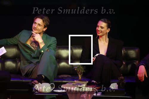 Leusden 6 maart 2023
Uitreiking Edisons in het AFAS theater .
Maan en haar vriend Goldband-zanger Karel Gerlach op de edisons. Goldband is de grote winnaar met m,eerdere edisons