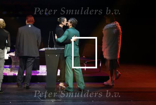 Leusden 6 maart 2023
Uitreiking Edisons in het AFAS theater .
Maan en haar vriend Goldband-zanger Karel Gerlach op de edisons. Goldband is de grote winnaar met m,eerdere edisons