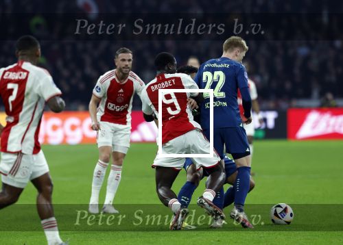 Amsterdam, 3 Februari 2024 AJAX-PSV, eindstand 1-1
Kompetitie Seizoen 2023-2024
Brian Brobbey en Jerdy Schouten