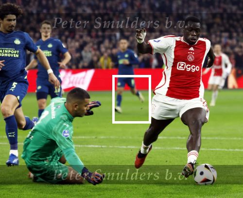 Amsterdam, 3 Februari 2024 AJAX-PSV, eindstand 1-1
Kompetitie Seizoen 2023-2024
Brian Brobbey en Walter Benitez