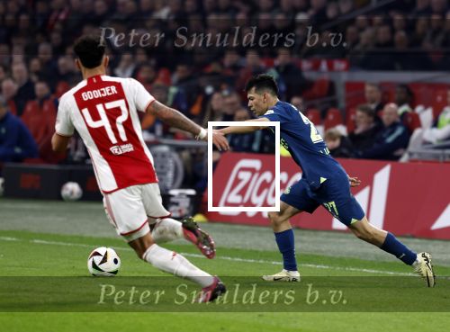 Amsterdam, 3 Februari 2024 AJAX-PSV, eindstand 1-1
Kompetitie Seizoen 2023-2024
Hirving Lozano en Anton Gaaei