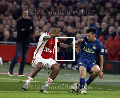 Amsterdam, 3 Februari 2024 AJAX-PSV, eindstand 1-1
Kompetitie Seizoen 2023-2024
Hirving Lozano en Steven Vergwijn