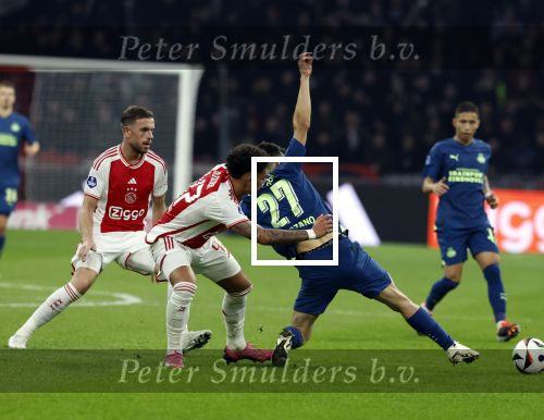 Amsterdam, 3 Februari 2024 AJAX-PSV, eindstand 1-1
Kompetitie Seizoen 2023-2024
Hirving Lozano en Tristan Gooijer