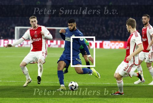 Amsterdam, 3 Februari 2024 AJAX-PSV, eindstand 1-1
Kompetitie Seizoen 2023-2024
Ismael Saibari Anton Gaaei Jordan Henderson en Kenneth Taylor