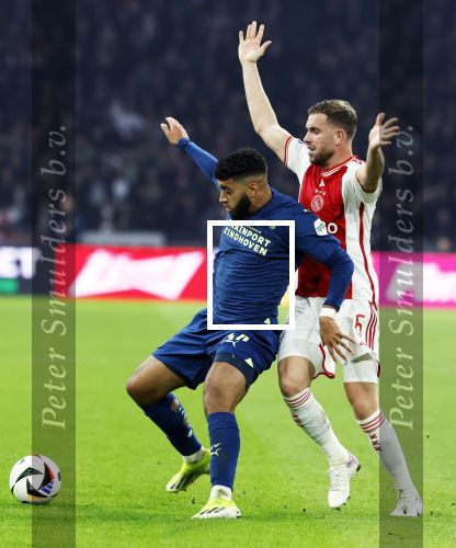 Amsterdam, 3 Februari 2024 AJAX-PSV, eindstand 1-1
Kompetitie Seizoen 2023-2024
Ismael Saibari en Jordan Henserson