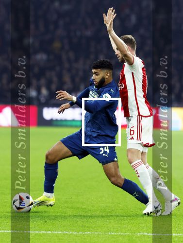 Amsterdam, 3 Februari 2024 AJAX-PSV, eindstand 1-1
Kompetitie Seizoen 2023-2024
Ismael Saibari en Jordan Henserson