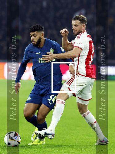 Amsterdam, 3 Februari 2024 AJAX-PSV, eindstand 1-1
Kompetitie Seizoen 2023-2024
Ismael Saibari en Jordan Henserson
