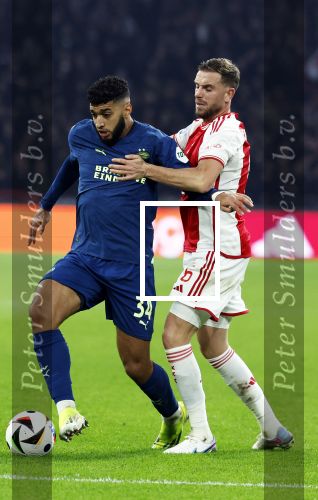 Amsterdam, 3 Februari 2024 AJAX-PSV, eindstand 1-1
Kompetitie Seizoen 2023-2024
Ismael Saibari en Jordan Henserson
