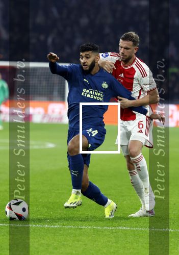 Amsterdam, 3 Februari 2024 AJAX-PSV, eindstand 1-1
Kompetitie Seizoen 2023-2024
Ismael Saibari en Jordan Henserson