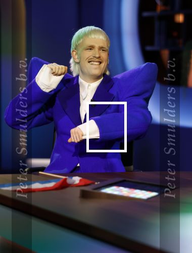 Hilversum 29 februari 2024
Joost Klein presenteert het liedje Europapa bij de show van Arjan Lubch op het mediapark.