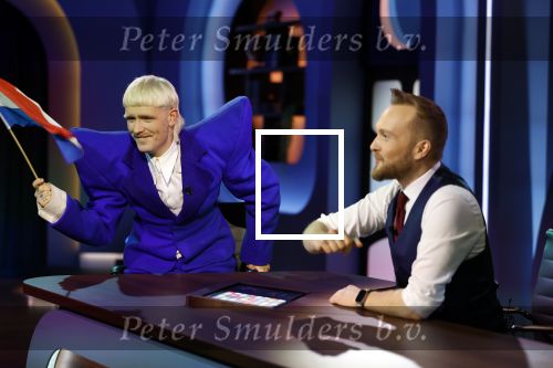 Hilversum 29 februari 2024
Joost Klein presenteert het liedje Europapa bij de show van Arjan Lubch op het mediapark.