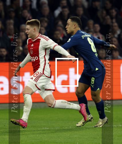 Amsterdam, 3 Februari 2024 AJAX-PSV, eindstand 1-1
Kompetitie Seizoen 2023-2024
Kristian Hlynsson en Sergino Dest