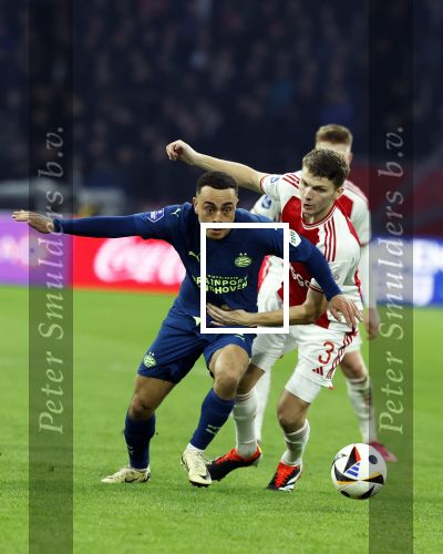 Amsterdam, 3 Februari 2024 AJAX-PSV, eindstand 1-1
Kompetitie Seizoen 2023-2024
Sergino Dest en Anton Gaaei