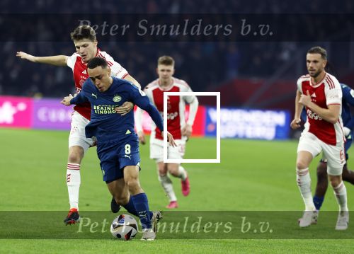 Amsterdam, 3 Februari 2024 AJAX-PSV, eindstand 1-1
Kompetitie Seizoen 2023-2024
Sergino Dest en Anton Gaaei