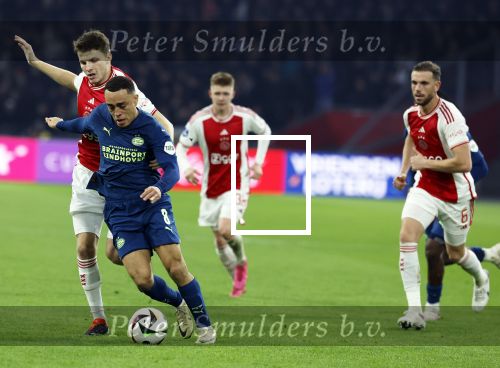 Amsterdam, 3 Februari 2024 AJAX-PSV, eindstand 1-1
Kompetitie Seizoen 2023-2024
Sergino Dest en Anton Gaaei