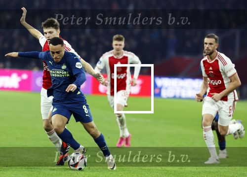 Amsterdam, 3 Februari 2024 AJAX-PSV, eindstand 1-1
Kompetitie Seizoen 2023-2024
Sergino Dest en Anton Gaaei