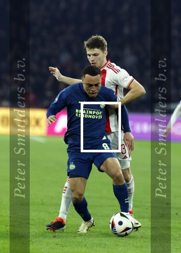 Amsterdam, 3 Februari 2024 AJAX-PSV, eindstand 1-1
Kompetitie Seizoen 2023-2024
Sergino Dest en Anton Gaaei