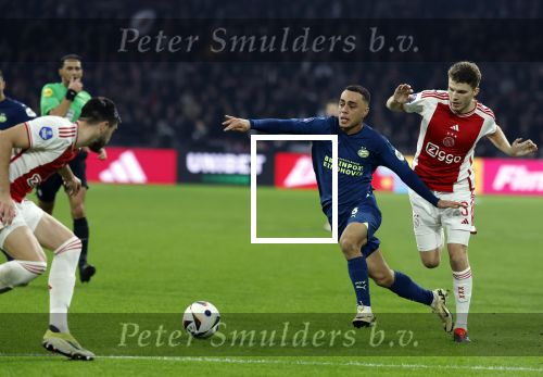 Amsterdam, 3 Februari 2024 AJAX-PSV, eindstand 1-1
Kompetitie Seizoen 2023-2024
Sergino Dest en Anton Gaaei