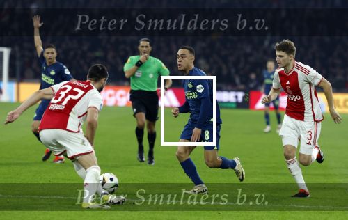 Amsterdam, 3 Februari 2024 AJAX-PSV, eindstand 1-1
Kompetitie Seizoen 2023-2024
Sergino Dest en Anton Gaaei
