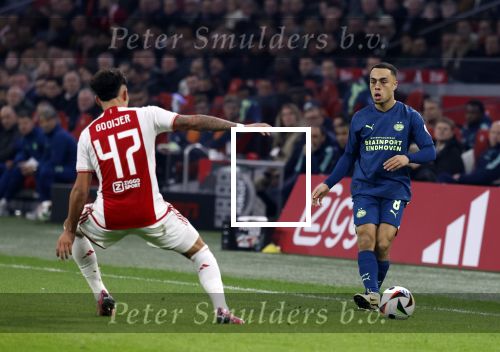 Amsterdam, 3 Februari 2024 AJAX-PSV, eindstand 1-1
Kompetitie Seizoen 2023-2024
Sergino Dest en Tristan Gooijer