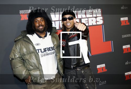 Amsterdam 5 februari 2026
Premiere Vakkenvullers XL in Pathe Noord . Dashaeno Berghout en Rapper Sor