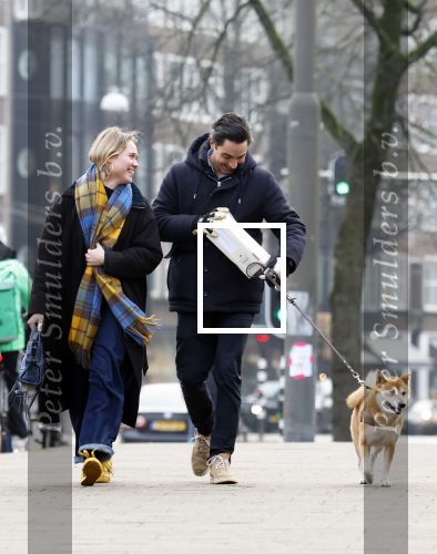 Amsterdam 31 januari 2026
Mark Baanders met zijn hond en een vriendin op straat in Amsterdam zuid .