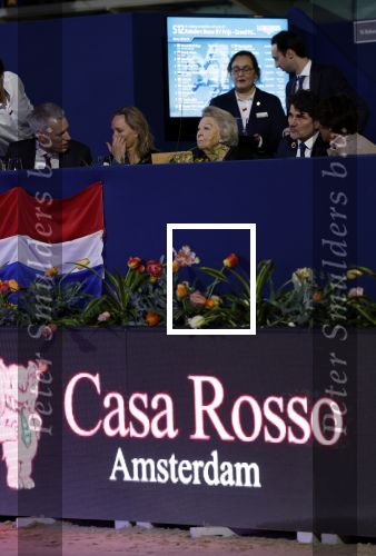 Amsterdam 24 januari 2026
Prinses Beatrix bezoekt jumping Amsterdam . Nichtje prinses Margarita ontvangt haar in de RAI. Casa Rosso reclame onder Prinsews Beatrix