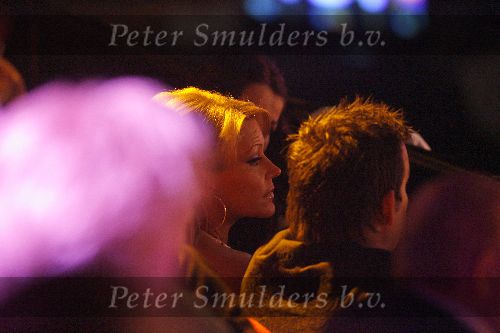 Hilversum 30 april 2006
Dancing with the stars.
John de Wolf zijn vriendin Monique Steintjes op de tribune