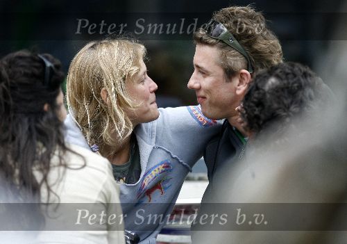 Amsterdam 23 april 2006
Sophie Hillebrand met haar vriendje Waldemar Torenstra op terras kussend