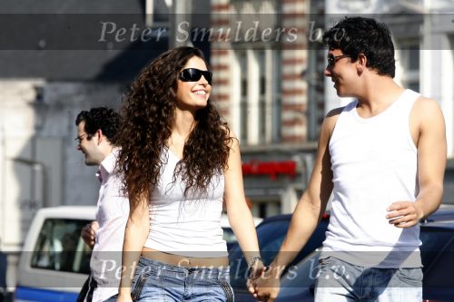 Amsterdam 14 april 2007
Jan Smit en Yolanthe Cabau v Kasbergen hand in hand op straat in Amsterdam.