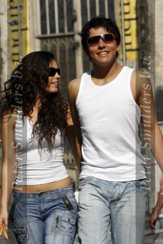 Amsterdam 14 april 2007
Jan Smit en Yolanthe Cabau v Kasbergen hand in hand op straat in Amsterdam.