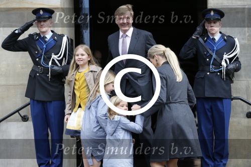 Amsterdam, 29 April 2013 Aankomst Prins Willem Alexander met Maxima en de kinderen bij het Paleis
Foto Peter Smulders BV